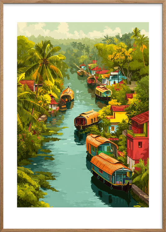 Vandets bløde hvisken - Oak Frame, With White Border