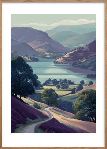 Vindens blide hvisken - Oak Frame, With White Border