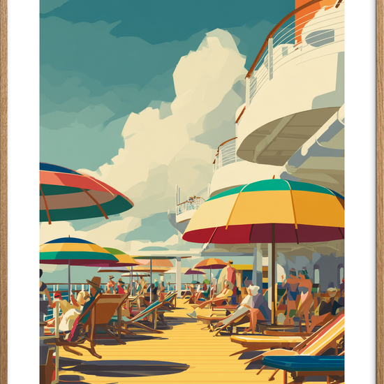 Længslen under parasoller - Oak Frame, With White Border