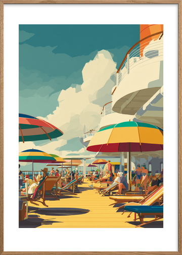 Længslen under parasoller - Oak Frame, With White Border