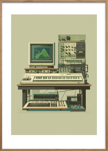 Lydens grønne kurver - Oak Frame, With White Border