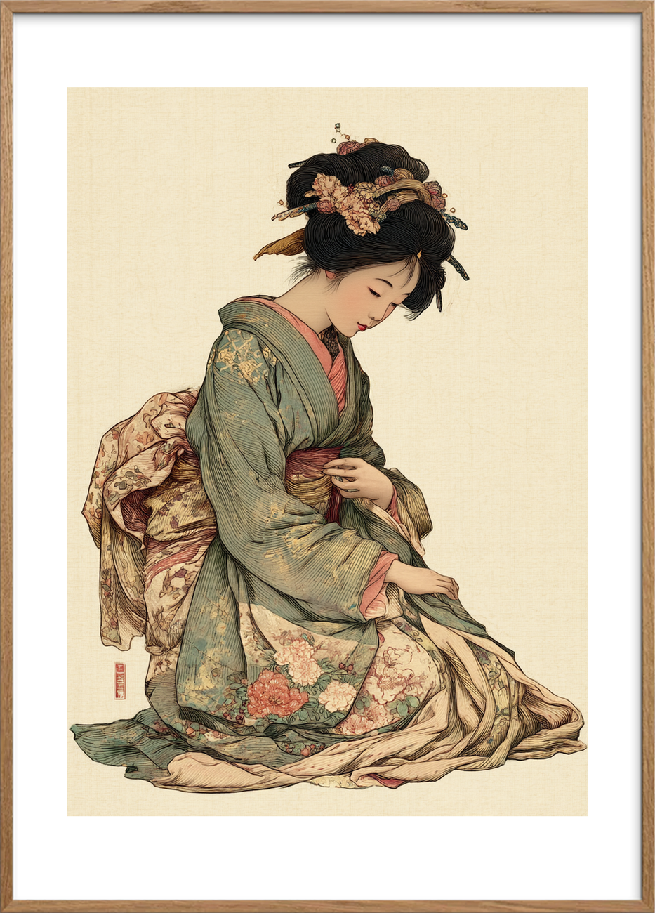 Silkets hvisken - Oak Frame, With White Border