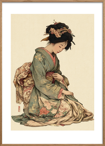 Silkets hvisken - Oak Frame, With White Border