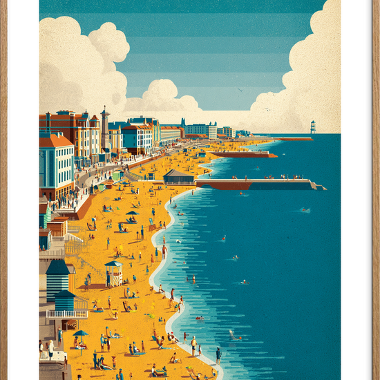 Havets salte sus - Oak Frame, With White Border