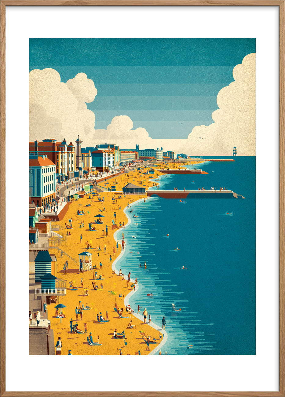 Havets salte sus - Oak Frame, With White Border