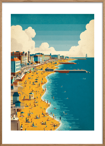 Havets salte sus - Oak Frame, With White Border