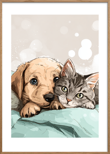 Blød symfoni af tryghed - Oak Frame, With White Border