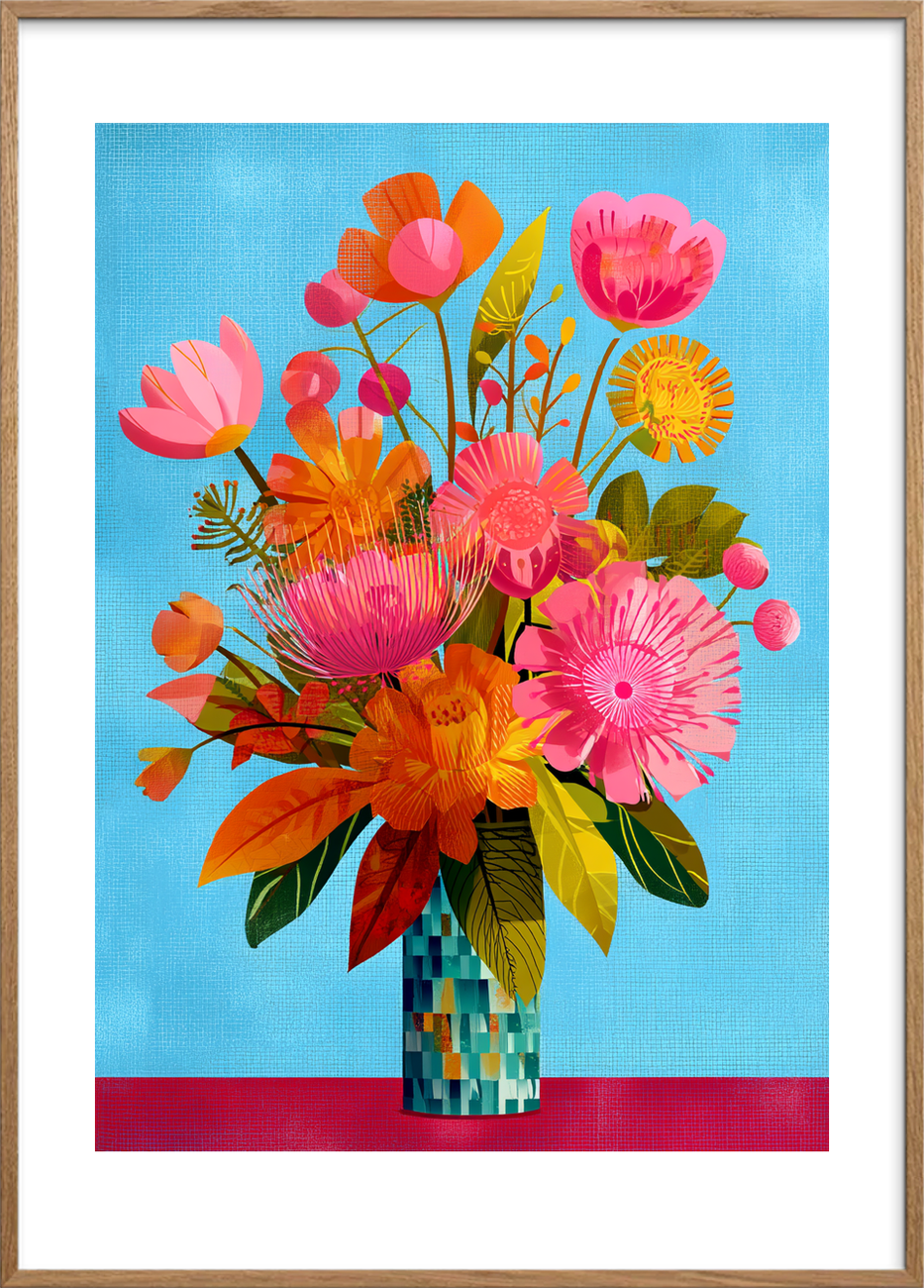 Sommerens bløde sus - Oak Frame, With White Border