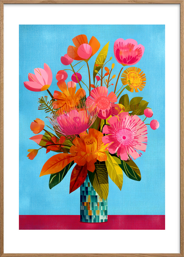 Sommerens bløde sus - Oak Frame, With White Border