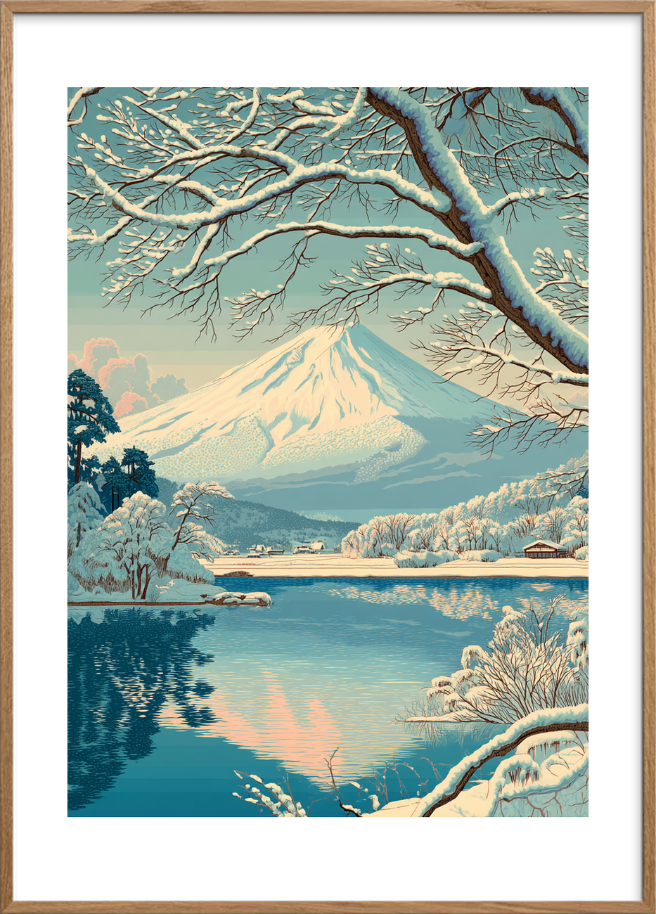 Isens blide hvisken - Oak Frame, With White Border