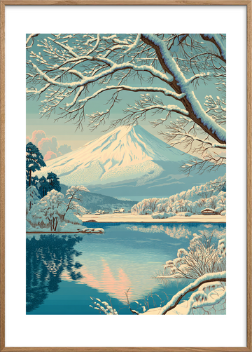 Isens blide hvisken - Oak Frame, With White Border