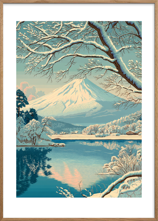 Isens blide hvisken - Oak Frame, With White Border