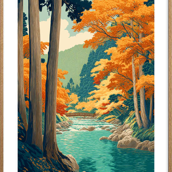 Bækens rytmiske klang - Oak Frame, With White Border