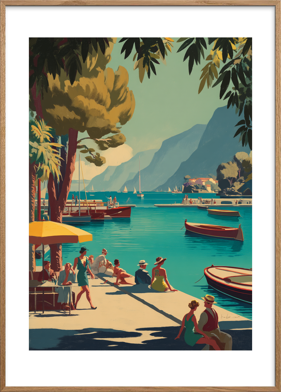 Lyden af solvarmt vand - Oak Frame, With White Border