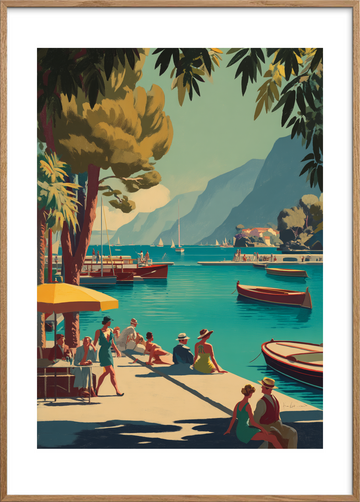 Lyden af solvarmt vand - Oak Frame, With White Border