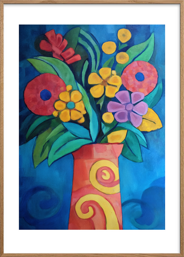 Duften af regnvåde farver - Oak Frame, With White Border