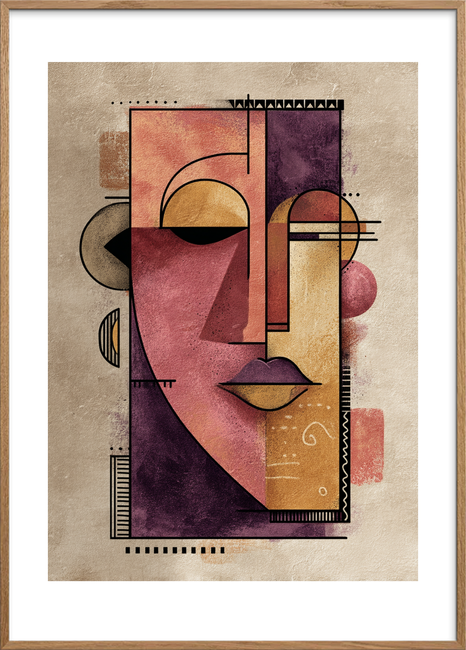 Gylden hvisken bag masken - Oak Frame, With White Border