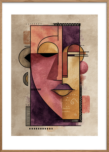 Gylden hvisken bag masken - Oak Frame, With White Border