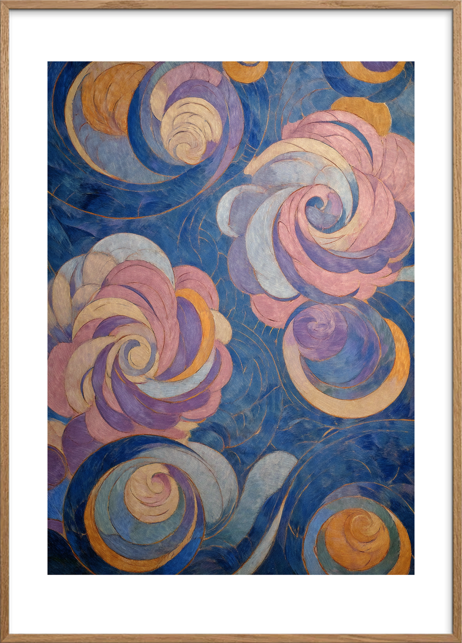 Himlens sagte farvesus - Oak Frame, With White Border