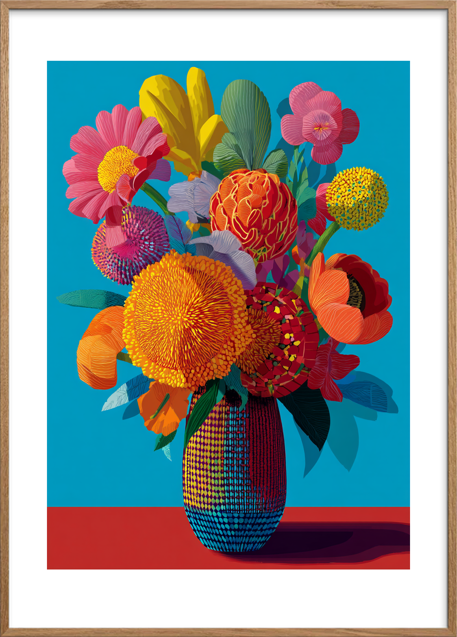 Hviskende farvers klang - Oak Frame, With White Border