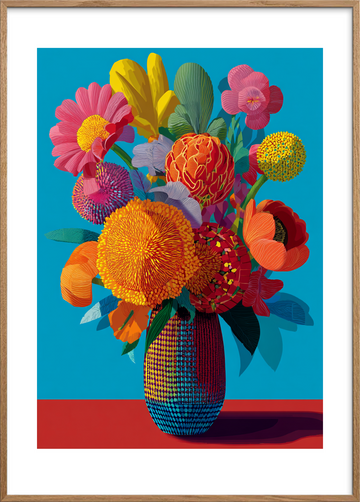 Hviskende farvers klang - Oak Frame, With White Border