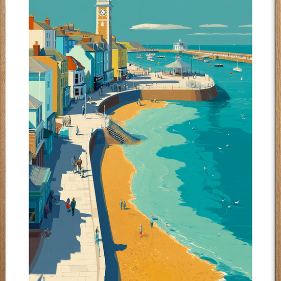 Havets sang ved molen - Oak Frame, With White Border