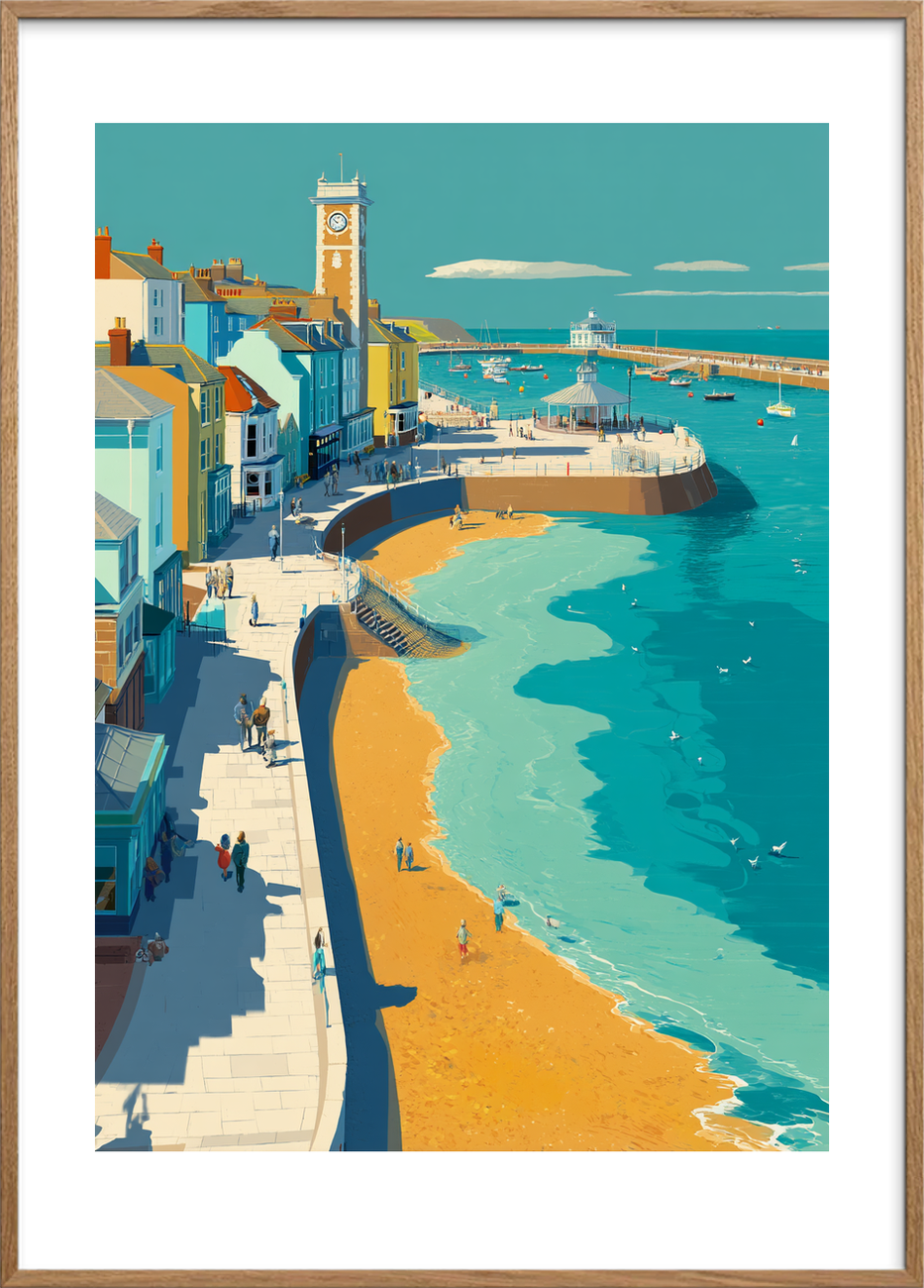 Havets sang ved molen - Oak Frame, With White Border