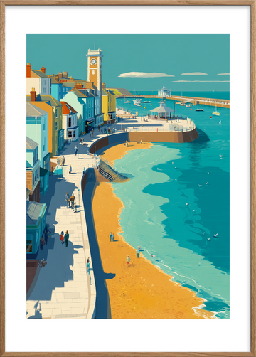 Havets sang ved molen - Oak Frame, With White Border