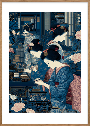 Børstens bløde sus - Oak Frame, With White Border