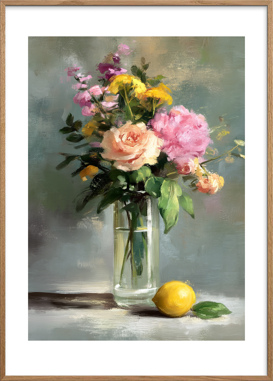 Duft af fløjl og citron - Oak Frame, With White Border