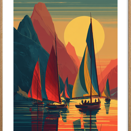 Solens varme smag - Oak Frame, With White Border