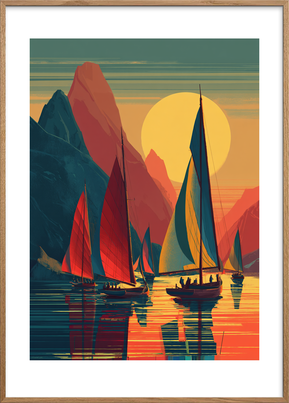 Solens varme smag - Oak Frame, With White Border