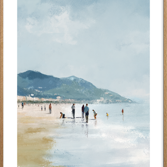 Sandets kolde kærtegn - Oak Frame, With White Border