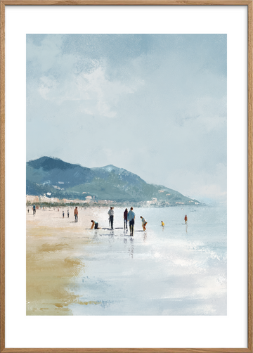 Sandets kolde kærtegn - Oak Frame, With White Border