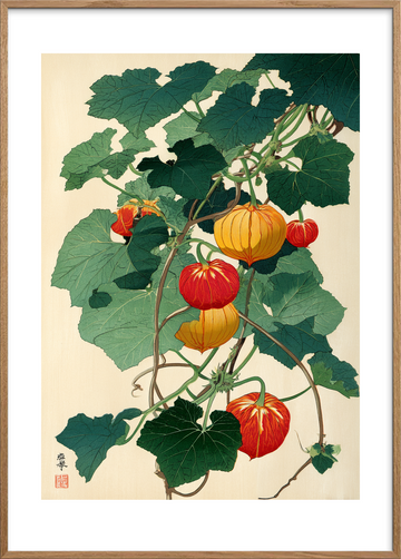 Hviskende lanterner i vinden - Oak Frame, With White Border