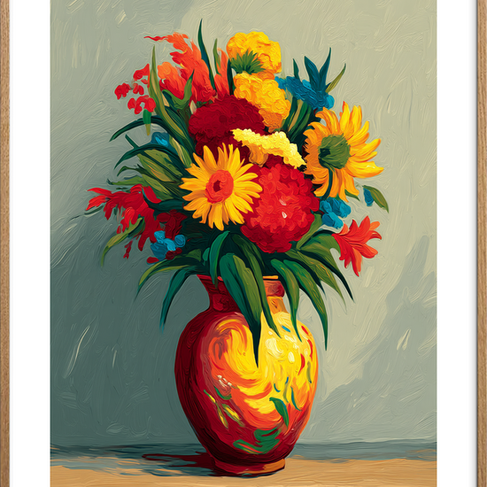 Duften af varme farver - Oak Frame, With White Border