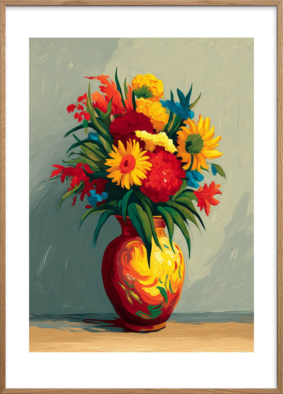 Duften af varme farver - Oak Frame, With White Border