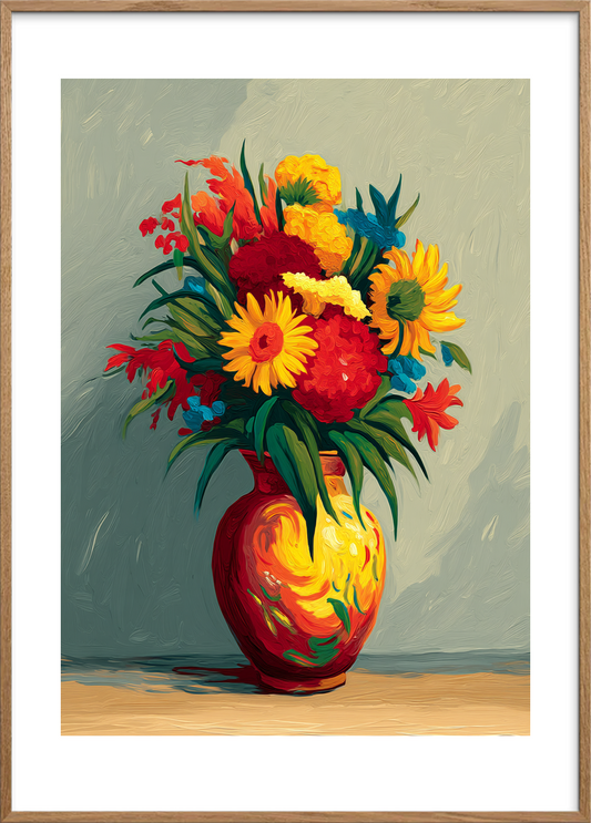 Duften af varme farver - Oak Frame, With White Border