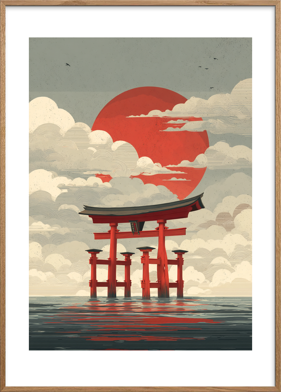 Solen smager af salt - Oak Frame, With White Border