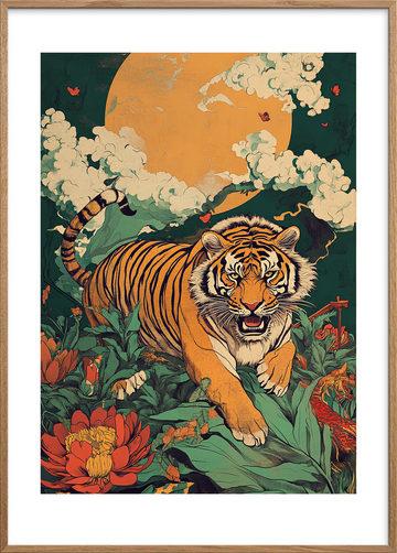 Brøl mellem jadeblade - Oak Frame, With White Border