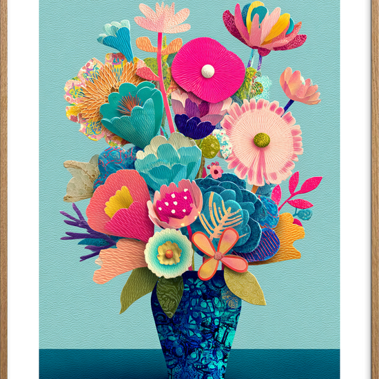 Papirblomsternes sagte klang - Oak Frame, With White Border