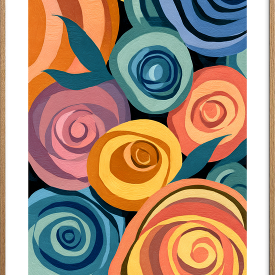 Hvisken fra roserne - Oak Frame, With White Border