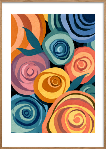 Hvisken fra roserne - Oak Frame, With White Border