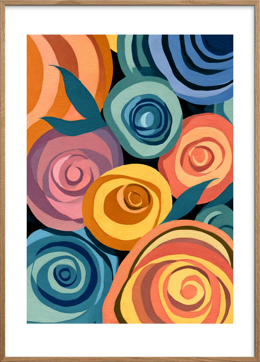 Hvisken fra roserne - Oak Frame, With White Border