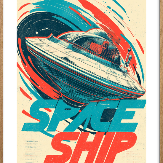 Rumskibets stille hvisken - Oak Frame, With White Border