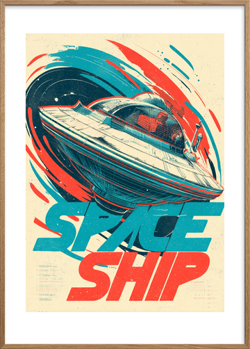 Rumskibets stille hvisken - Oak Frame, With White Border