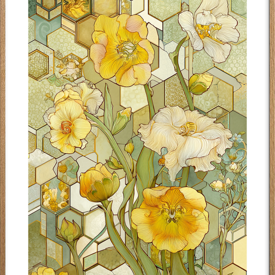 Honningduftens stille sus - Oak Frame, With White Border