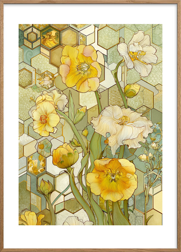 Honningduftens stille sus - Oak Frame, With White Border