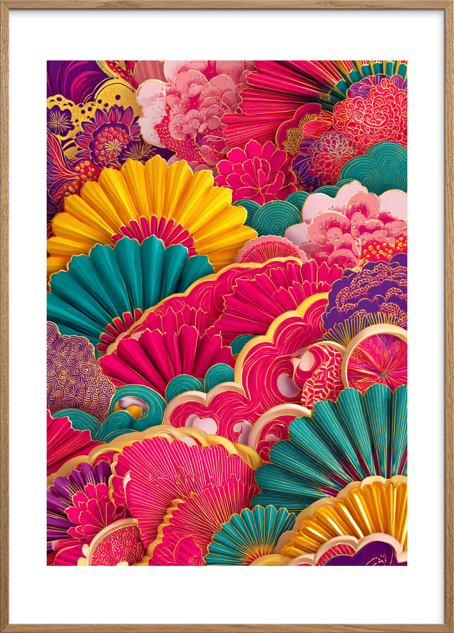 Silke under fingrene - Oak Frame, With White Border