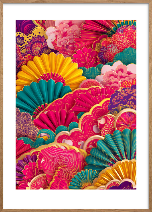 Silke under fingrene - Oak Frame, With White Border